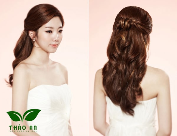 Kiểu Tóc Đi Tiệc Cho Mặt Tròn Buộc Nửa Đầu