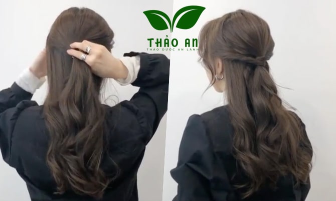 Tóc buộc nửa đầu cho người mặt tròn đi tiệc